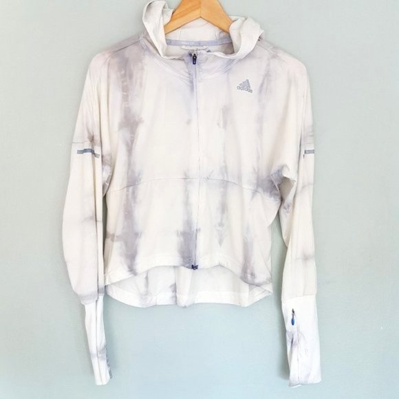 Adidas Cropped Hooded Jacket Custom Tie Dye Shibori Size Small - Picture 1 of 8